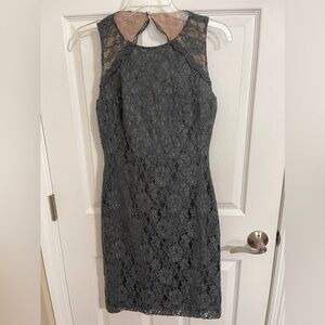 Lauren Ralph Lauren Evening Sleeveless Lace Cocktail Dress Charcoal Gray size 4